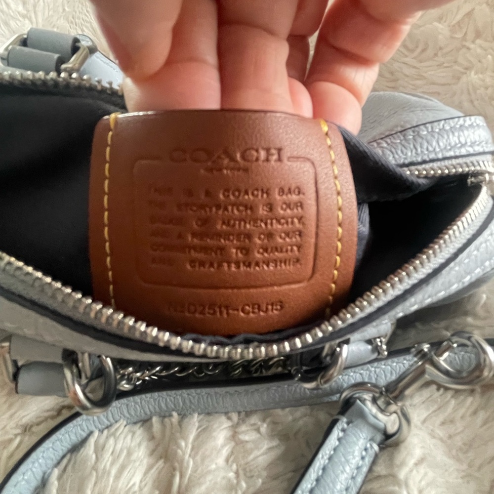 Coach Mini Rowan Crossbody, Shoulder Bag With Swagger Charms Ice Blue - Picture 2 of 9